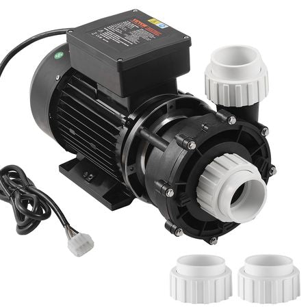 2 Speed SPA Pump, 56-Frame, AC220-240V Hot Tub SPA Pump, 3HP/200GPM/65.61ft High Speed or 0.4HP/100GPM/16.07ft Low Speed, 2" Port 90° Rotational Interface for Hot Tub, Tested to UL Standards