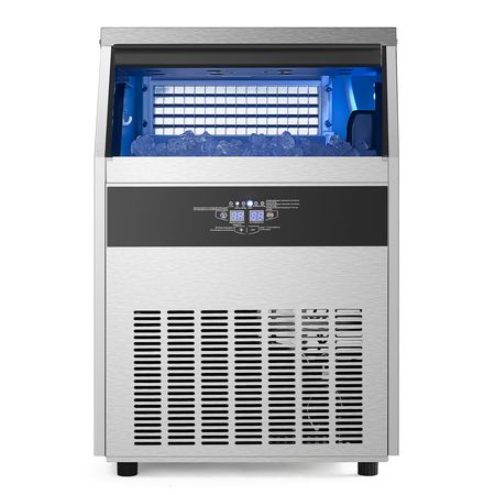 200lbs/24H Commercial Ice Maker Machine, 66lbs Storage Capacity Ice Maker with Drain Pump, 108 Ice Cubes in 15 Minutes, LED Digital Display Freestanding Self-Cleaning for Bar Office Restaurant