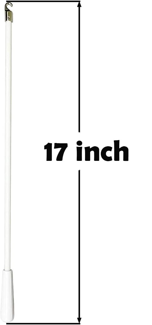17 Inches Long White Fiberglass Blind Tilt Wand with Kirsite Hook