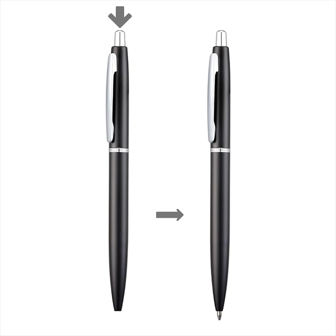 ChaoQ 6 Pcs Retractable Metal Ballpoint Pens, for Gift, Business, Office, 1.0mm Medium Point Black Ink, 12 Extras Replaceable Metal Refills - Black