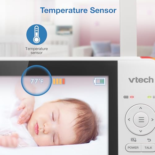 VTech VM924 Remote Pan-Tilt-Zoom Video Baby Monitor, 5" LCD Screen, Up to 17 Hrs Video Streaming, Night Vision, Up to 1000ft Range, Soothing Sounds, 2-Way Talk, Temperature Sensor,Secured Transmission