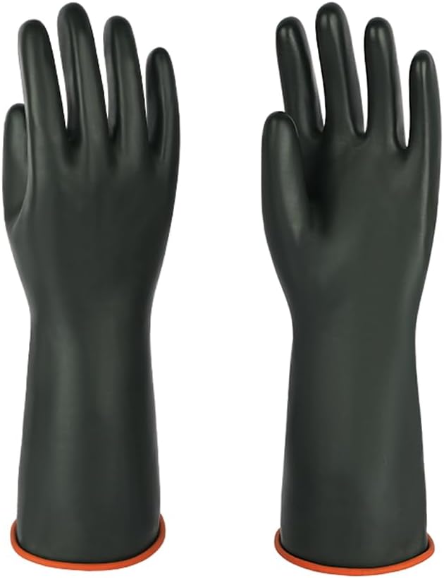 Heavy-Duty Latex Chemical Resistant Gloves - Reusable Long Rubber Dishwashing Gloves with Forearm Protection for Men - Waterproof, Industrial Safety Gear, Acid & Alkali Resistant, Oil-Proof,14âï¼1 Pair