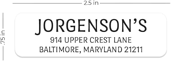White with Black Print Modern Rolled Address Label/Roll of 250 Personalized Address Labels/Designer Return Address Stickers in Elegant Plastic Dispenser