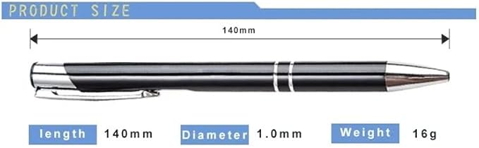 Stylish quality 5 metal ballpoint Pens, black ink, soft writing experience (Black)