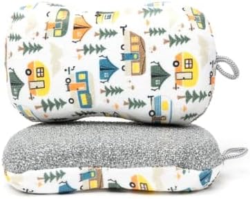MÃkitchen Premium Microfiber Sponge Set for Dishes and Cleaning, 2 Pack, Printed (Happy Camper)