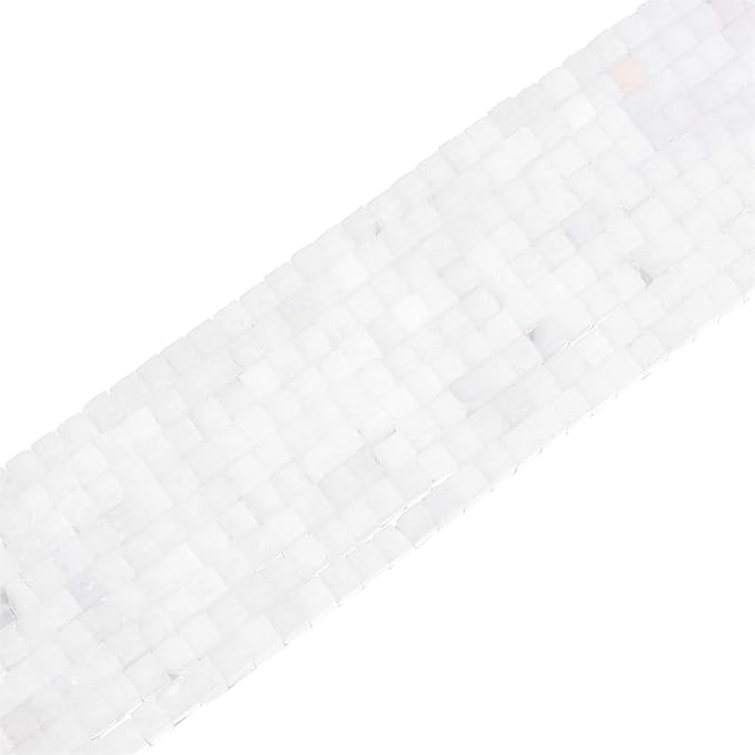 Natural White Agate Square Stone Beads 4x4mm 85pcs Cube Loose Semi Gemstone Beads for Jewelry Making Design