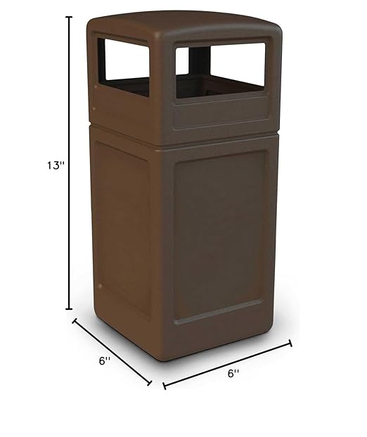 Commercial Zone-73293799 PolyTec 42 Gallon Square Waste Container with Dome Lid Color: Brown