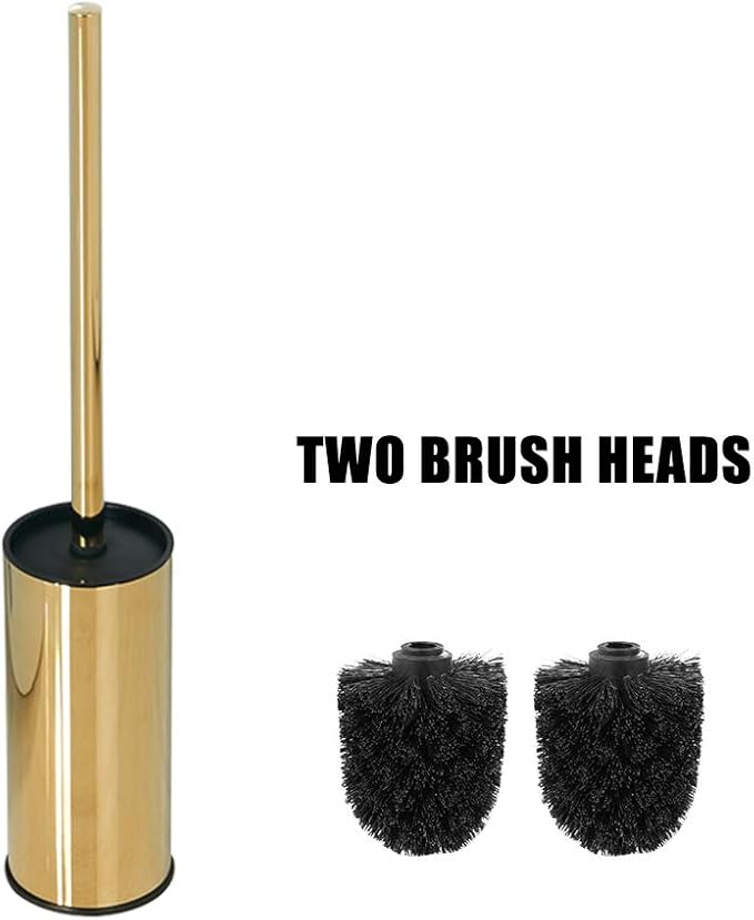 SUNTAI Round Toilet Brush Holder Stainless Steel 304 Bathroom Accessory Standing for Bathroom, Gold