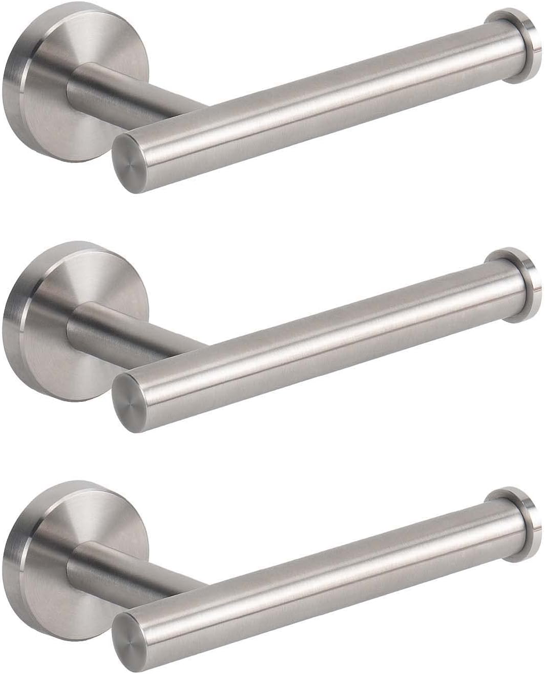 NearMoon Bathroom Toilet Paper Holder, Premium SUS304 Stainless Steel Rustproof Wall Mounted Toilet Roll Holder for Bathroom, Kitchen (3 Pack, Brushed Nickel)