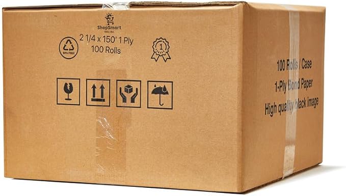 (50 Rolls) 2 1/4 x 150 ft White Adding Machine Tape Paper Rolls Premium One Ply Register/Adding Machine/Calculator Paper Rolls Printing Calculator 10 Key