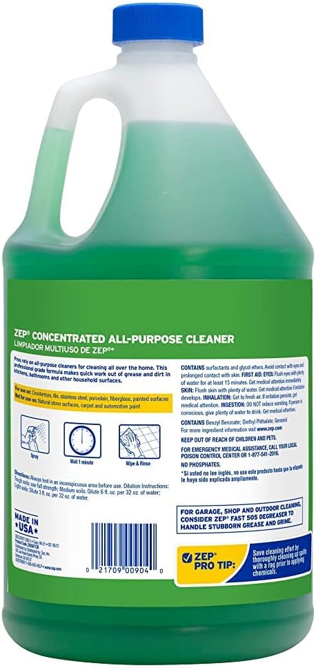 Zep Concentrated All-Purpose Cleaner and Degreaser - 1 Gallon (Case of 4) - ZU0567128 - Cuts Through Grease, Grime and Dirt With Ease, For Professional. Commercial and Household Use
