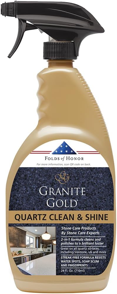 Granite Gold Quartz Clean & Shine Streak-Free Cleaner Deeps Cleans and Polishes All Quartz Surfaces Including Silestone, LG, and More, 24 Fl Oz (Pack of 1)