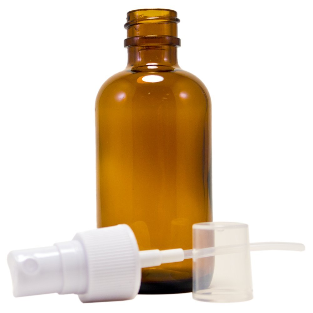 2 fl oz Amber Glass Bottle with White Spray Cap (12 Pack)