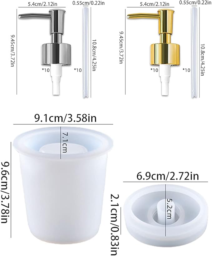 Bottle Resin Mold with Pump Soap Dispenser Resin Mold Perfume Bottle Silicone Molds for Epoxy Casting DIY Bottle Pen Flower Storage Candle Holder Home Decor