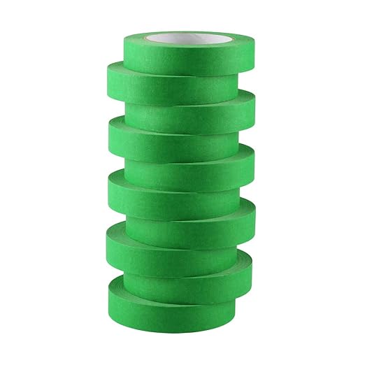 Lichamp 10 Pack Green Painters Tape 1 inch, Medium Adhesive Green Masking Tape Bulk Multi Pack, 1 inch x 55 Yards x 10 Rolls (550 Total Yards)