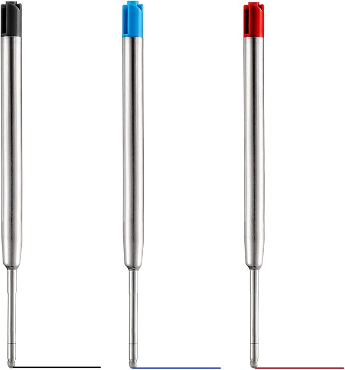 HeTaoCat Red Ink Refill Pack of 5, Replaceable Ballpoint Pen Refills, Medium Point Metal Refil (Red)