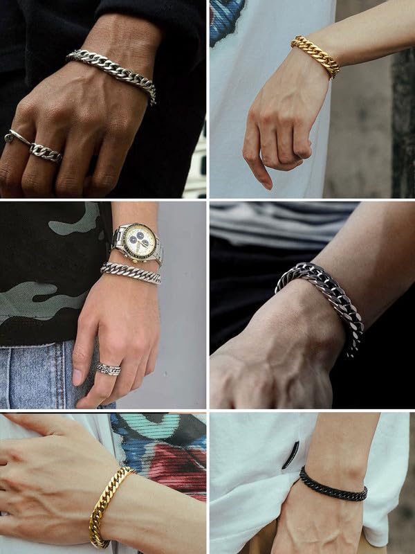 Stainless Steel Curb Chain Bracelet for Men 12mm 21cm Curb Bracelet Man Bangle Xmas Gift