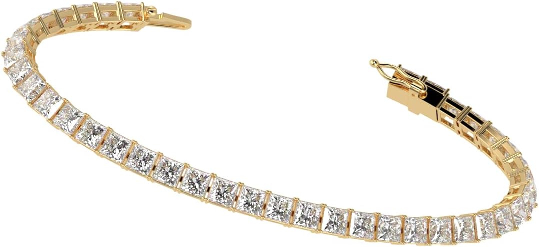 Houston Diamond District 2 to 28 Carat Lab Grown Diamond Classic Tennis Bracelet, 4-Prong Setting for Women (E-F Color, VS2-SI1 Clarity)