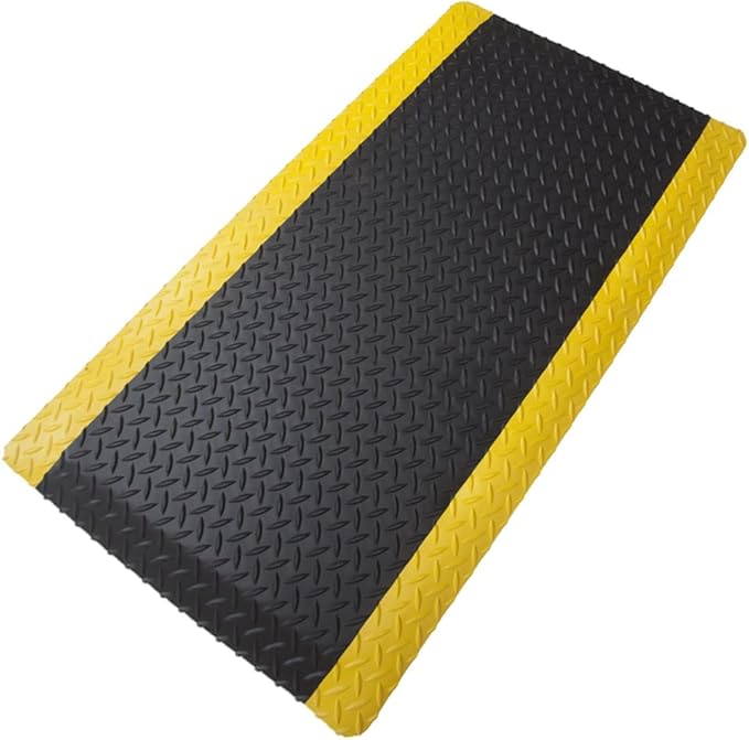Rhino Mats, American Classic Diamond Anti-Fatigue Mats, Industrial Ergonomic Comfort Standing Mat for Work, Home, Garage, Office, Kitchen or Anywhere (Black/Yellow 9/16" Thick, 2 FT. x 5 FT.)