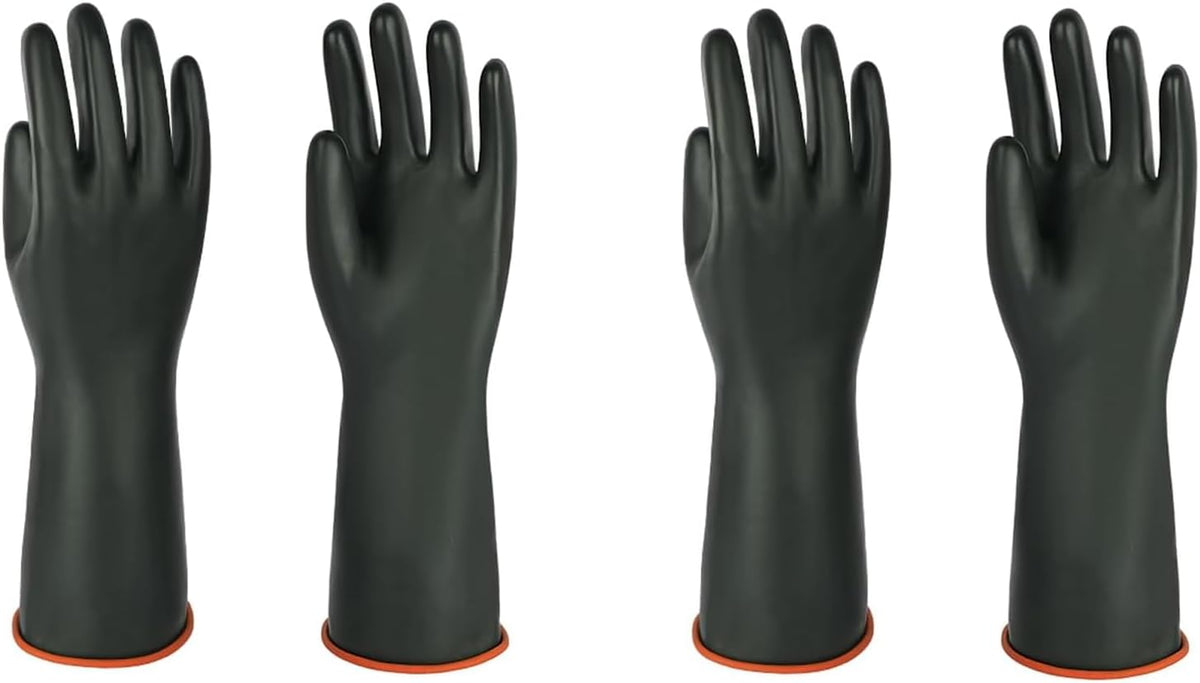 Heavy-Duty Latex Chemical Resistant Gloves - Reusable Long Rubber Dishwashing Gloves with Forearm Protection for Men - Waterproof, Industrial Safety Gear, Acid & Alkali Resistant, Oil-Proof,14âï¼2 Pair