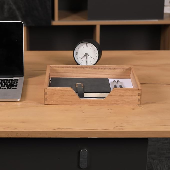 Wood Letter-Size Tray for Office Desktop Organizer - Wooden Front-Load Documents Tray for Mail, Paper, File, Magazine, Pen,Notebook Storage Paper Holder Trays Light(DGTU-LT)