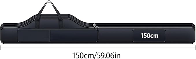 Fishing Rod Case with Fishing Tackle Box Portable Folding Rod Case Pole Reel Storage Bag Gears Organizer (150CM)