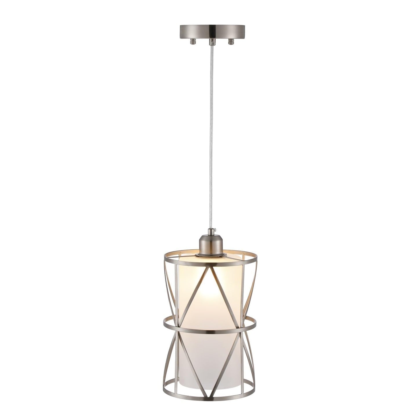 Zlierop Pendant Lights Kitchen Island with Frosted Glass, Brushed Nickel Hanging Kitchen Lights, Cylindrical Modern Pendant Light, Kitchen Pendant Lighting Over Island, Foyer, Dining Room, Entryway