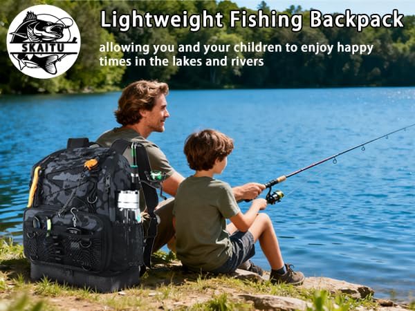 Fishing Backpack with Tackle Boxes and Rod Holder, Cooler, 30L Large Tackle Bag with Fishing Gear Lures Kit, Waterproof Bottom tackle Backpack Fish Set Gifts for Men Women-Camo Back Pack