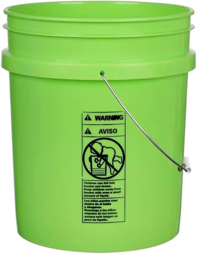 House Naturals 5 Gallon Premium HPDE Plastic Bucket - Made in USA Food Grade Storage Container, BPA Free All Purpose Pail (5, Lime)