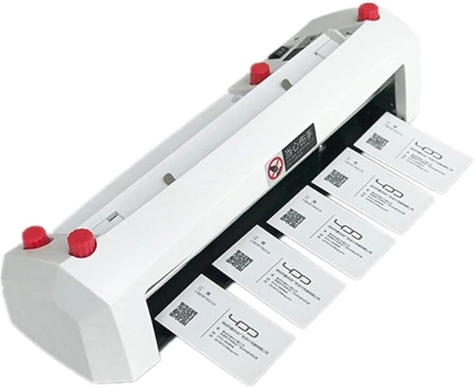 Electric Business Card Cutter Machine 110V - Automatic 3.5"x2" Cardboard Cutter, High-Speed Paper Trimmer with Auto Feed & Waste Removal