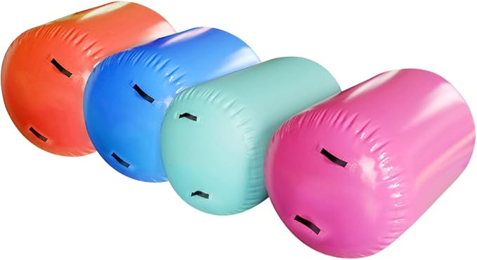 Air Roller Gymnastics Mat 60 75 cm Inflatable Air Barrel 3.3FT Gymnastics Tumbling Mat With Pump for Hand Spring Rear Training/Home Use/Fitness/Yoga