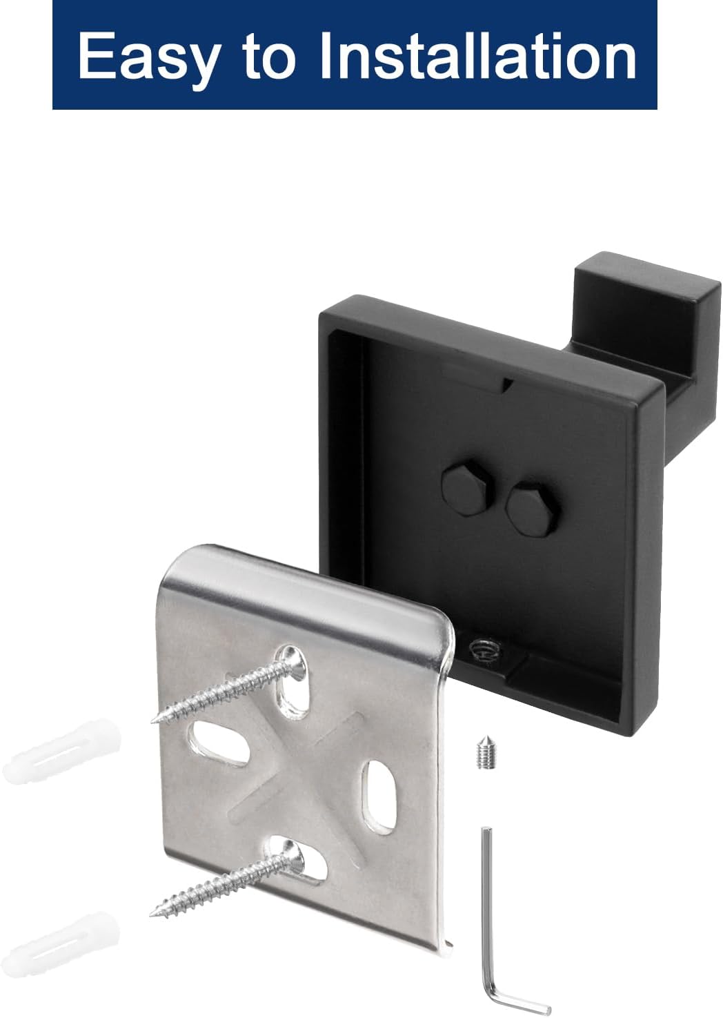 NearMoon Bath Towel Hooks -SUS304 Stainless Steel Square Clothes Robe Hooks Hanger, Heavy Duty Coat Hooks for Bathroom Livingroom Hotel Kitchen Garage, Wall Mounted - 3 Pack (Matte Black)