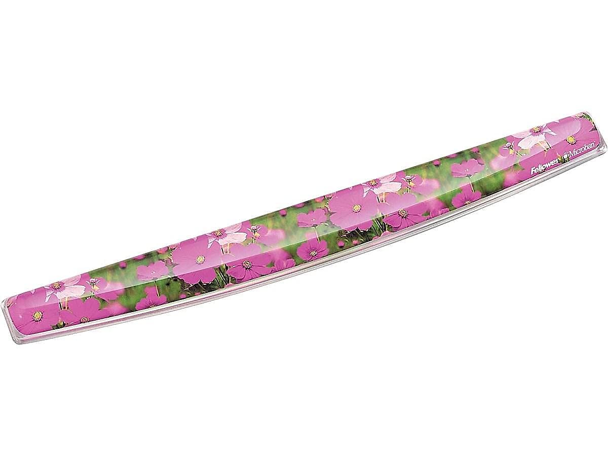 Fellowes Photo Gel Keyboard Wrist Rest with MICROBAN - Pink Flowers (9179101)
