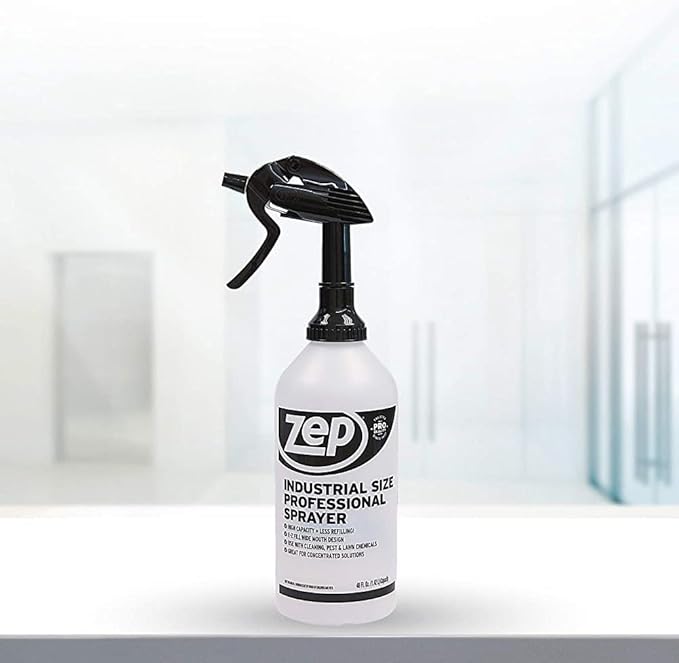 Zep Industrial Sprayer Bottle - 48 Ounces (Case of 8) C32810 - Up to 30 Foot Spray, Adjustable Nozzle