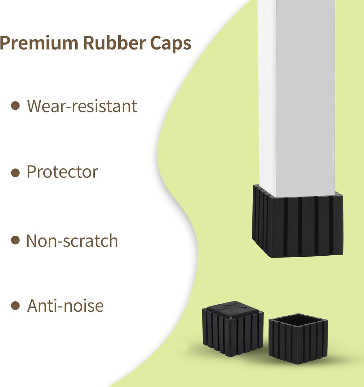 Flyshop Anti-Skid Non-Marking Synthetic Rubber Patio Chair Table Leg Caps Square Furniture Covers 20pcs, Black, 25 mm x 25 mm, 1" x 1"