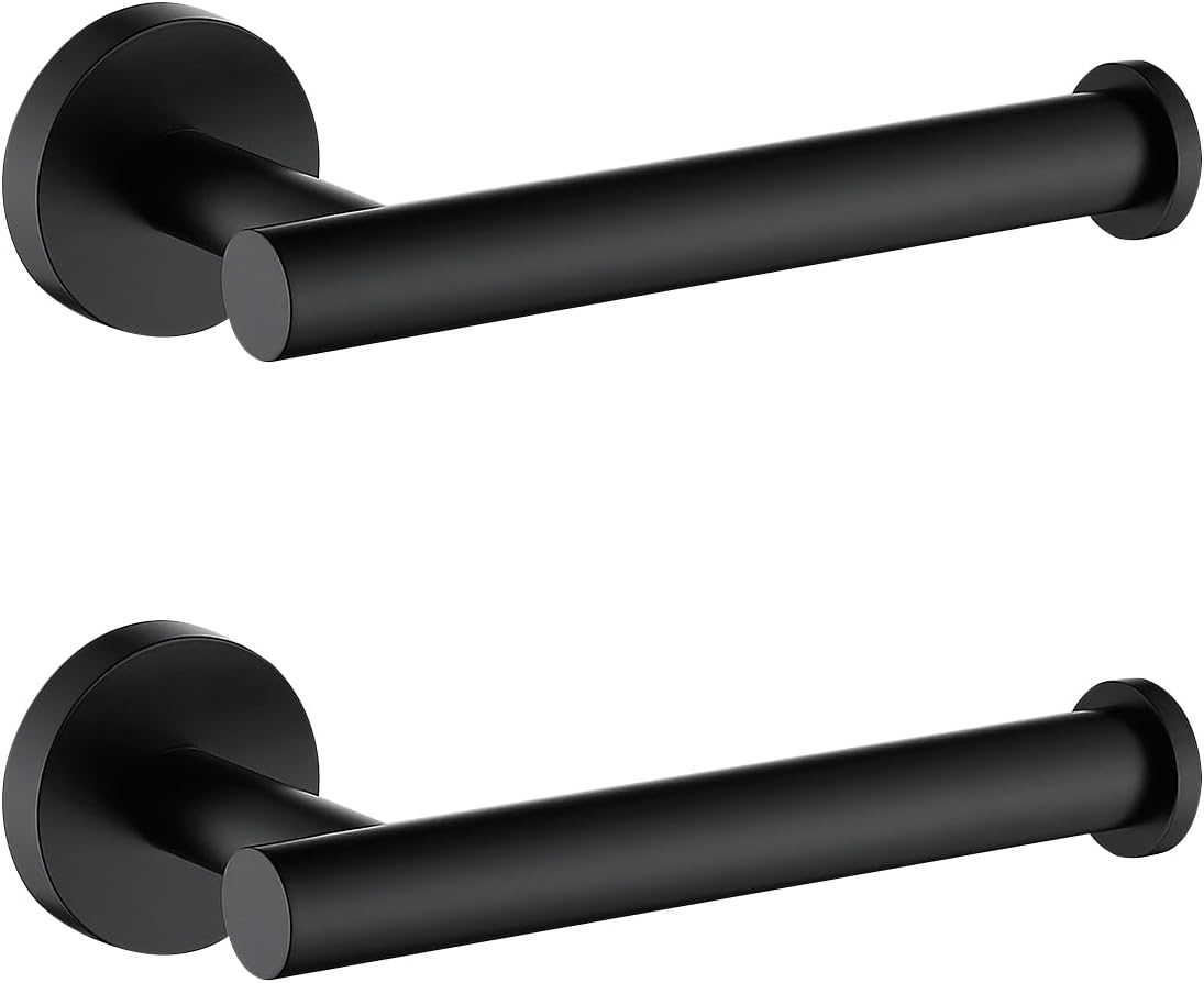 TASTOS Toilet Paper Holder SUS304 Stainless Steel Round Size Matte Black 2 Pack