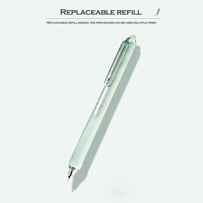DUNBONG Retractable 0.5mm Porous Point Pen, metal clip, non-slip pen holder, Black ink gel pens, Box of 6 Pens (6)