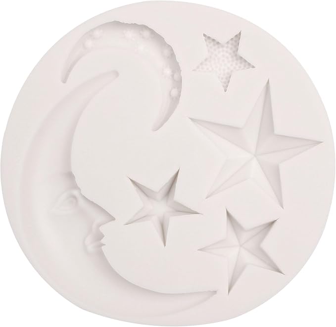 Moon Stars Silicone Fondant Molds Chocolate Candy Baking Molds for Gumpaste Sugarcraft Tool Cake Decorating Tools Epoxy Resin DIY Polymer Clay