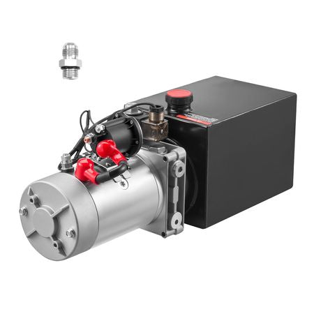 6 Quart Hydraulic Power Unit, Single Acting Dump Trailer Pump, 3200 PSI Max Relief Pressure & 0.91 GPM Flow Rate, DC 12V Hydraulic Pump with Metal Reservoir for Dump Trailer Car Lifting, Black