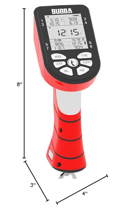BUBBA Smart Fish Scale -Tournament Fishing Tool - Built in Fish Clip and Hook - 2 Modes, Digital Screen, 60lb Limit