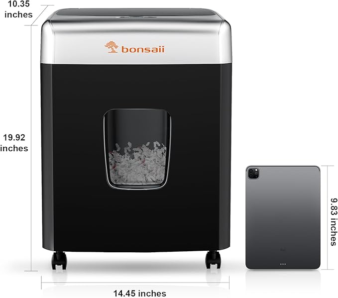 Bonsaii Paper Shredder for Office, 110-Sheet Autofeed Heavy Duty Shredder for Home Office Use, 30 Minutes/Micro Cut/P-4 High Security Level/6 Gallon Large Bin