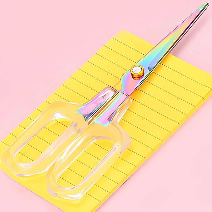 Jasni 6.5 inch Transparent office School scissors Comfort-Grip stainless steel Sharp student handmade household rust resistant non adhesive Craft Sewing scissors (6.5 Inch)