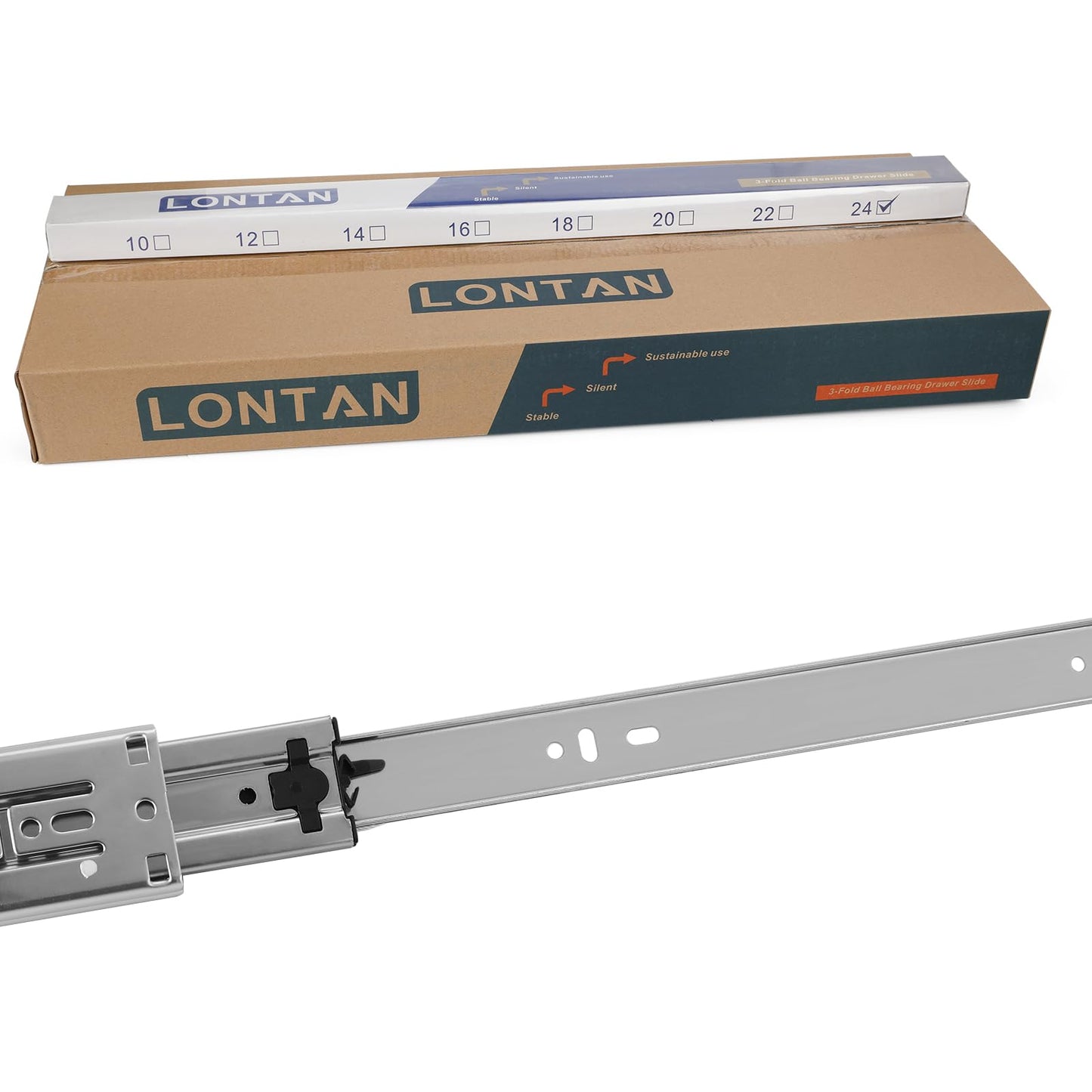 LONTAN Soft Close Drawer Slides 22 Inch Side Mount Heavy Duty Cabinet Drawer Glides 10 Pairs - Ball Bearing Full Extension Kitchen Cabinet Rails 100 LB Capacity