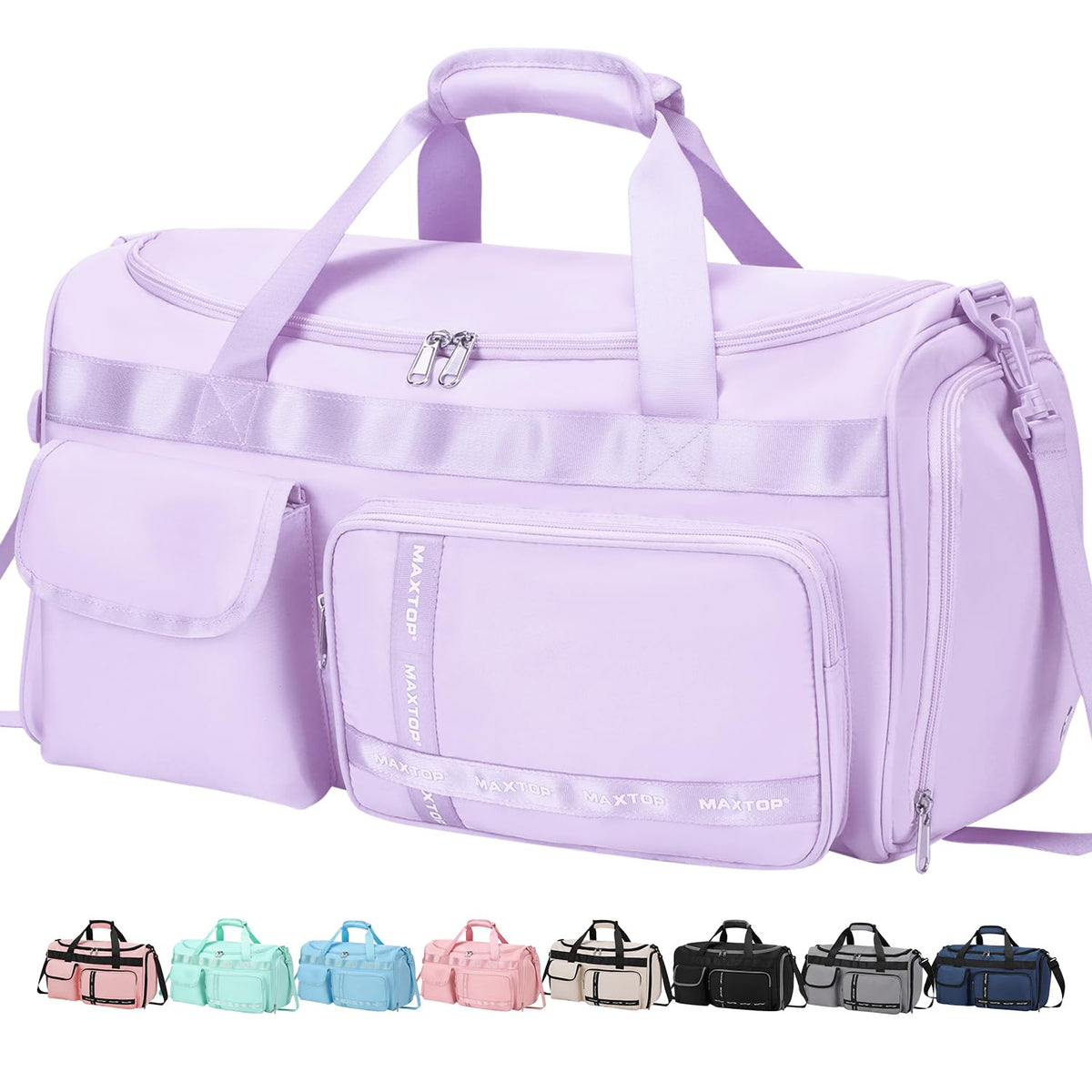 MAXTOP Gym Bag for Women With Shoe Compartment Sports Travel Duffel Bag, Carry On Bag Weekender Overnight Bag, Gym Tote Bags for Swimming Yoga Dance Purple