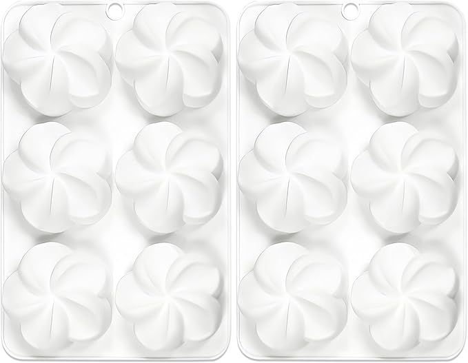Frangipani Flowers Silicone Mold Chocolate, Plumeria Mousse Molds for Baking 2 Packs 12-Cavity 8.6" x 5.5" x 0.94" for Frangipani Cheesecakes Candy Desserts