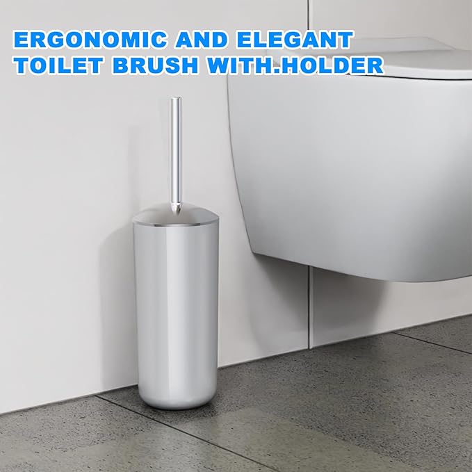 Red Toilet Brush and Holder Set, 2 Pack – Toilet Brush Red with Stainless Steel Handle, Non-Scratch Bristles, Compact and Drip-Free, Toilet Bowl Brush for Bathroom and Home Use