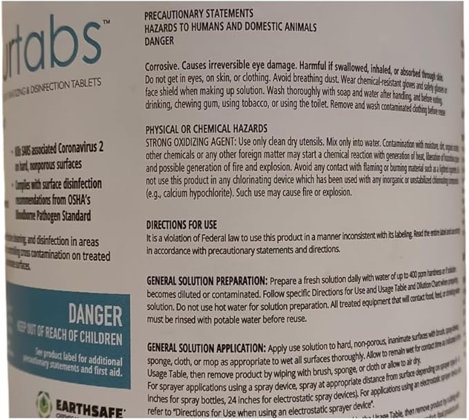 3.3 gram Sporicidal NaDCC Tablet Disinfectant - Multipurpose, Concentrated Dissolving Tabs for Bulk Solution, Use with Protexus Handheld Electrostatic Sprayer