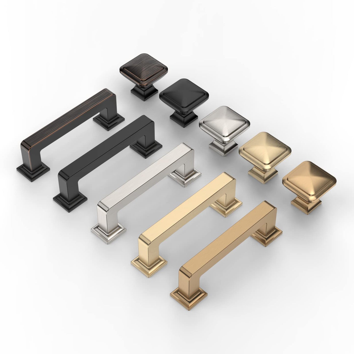 9BUILD 10 Pack 1.2 Inch Champagne Bronze Square Cabinet Knobs - Kitchen Drawer Knobs
