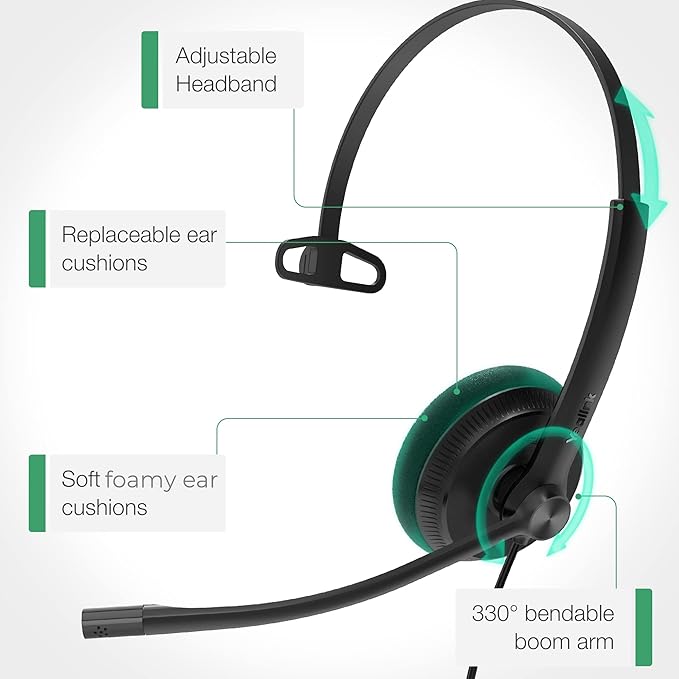Yealink UH34 USB Headset with Noise Cancelling Mic, Work Headset for PC, Teams Certified Headphones for VoIP Phone Softphone, in Line Control