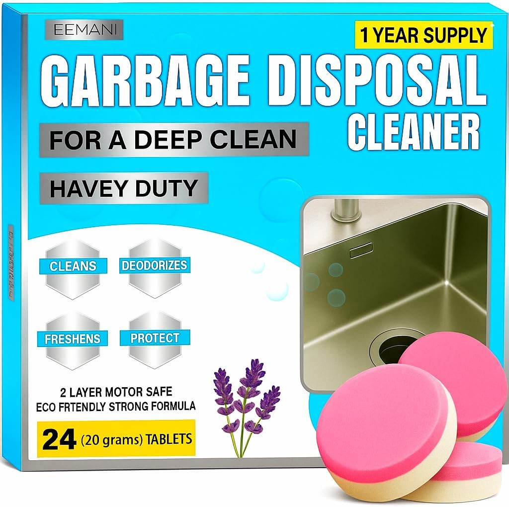 Garbage Disposal Cleaner Tablets 24 Pack â 20g Large Foaming Lavender Scent, Sink & Drain Freshener for Kitchen, Deep Cleaning â 1 Year Supply